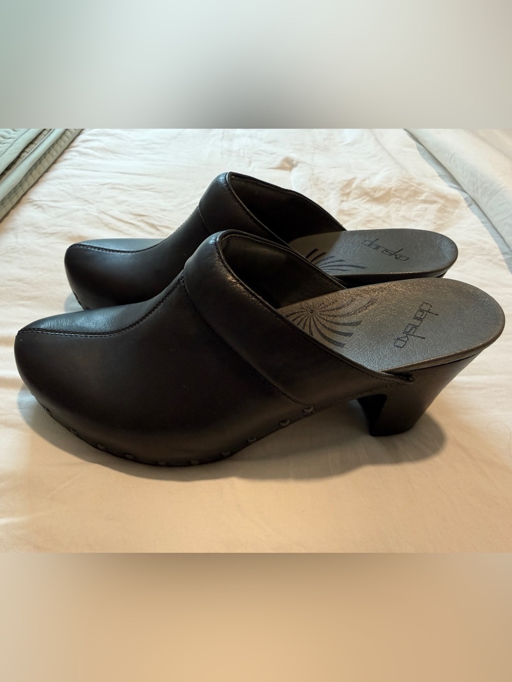 Dansko Black Leather Heeled Slip-On Mules - Picture 4 of 7